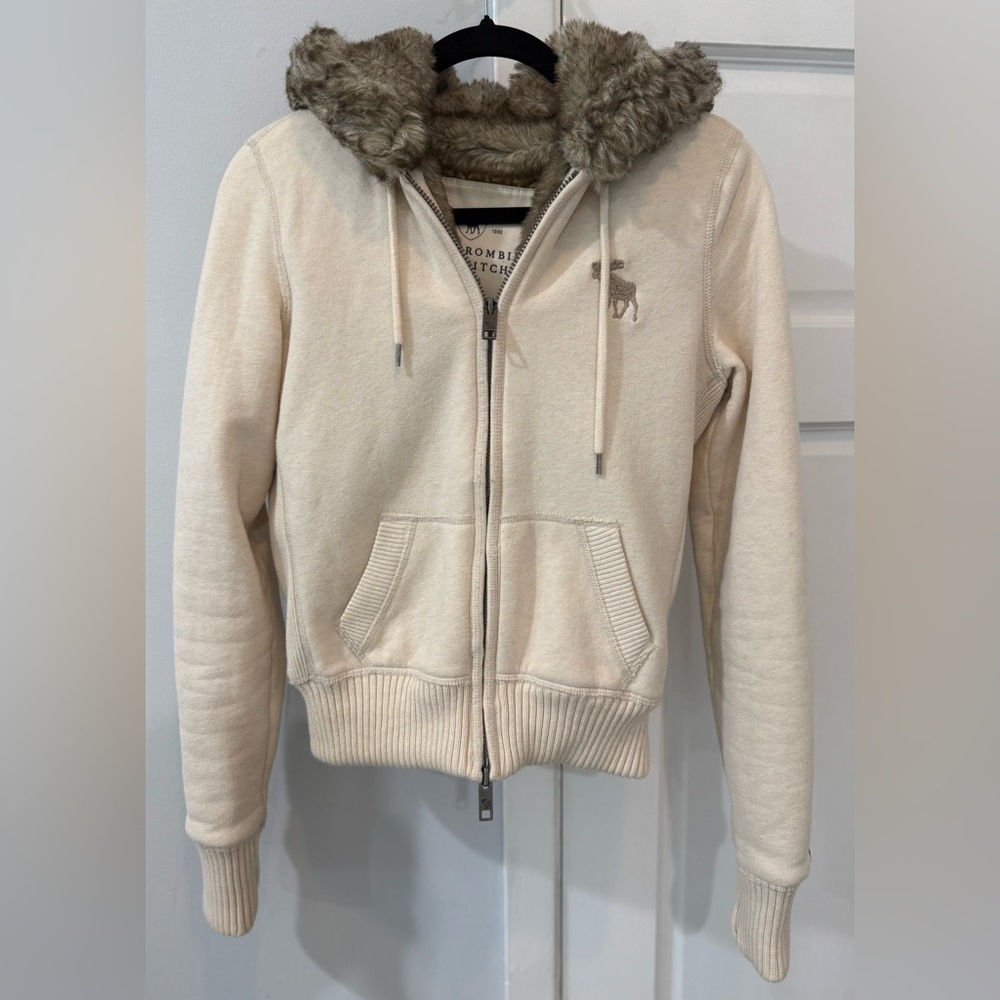 Abercrombie & Fitch Tan Fur-Trimmed Jacket